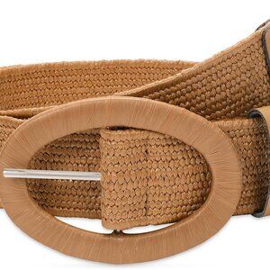 Women Straw Woven Elastic Stretch Waist Belt, Boho Braided Skinny Dress Belts fo
